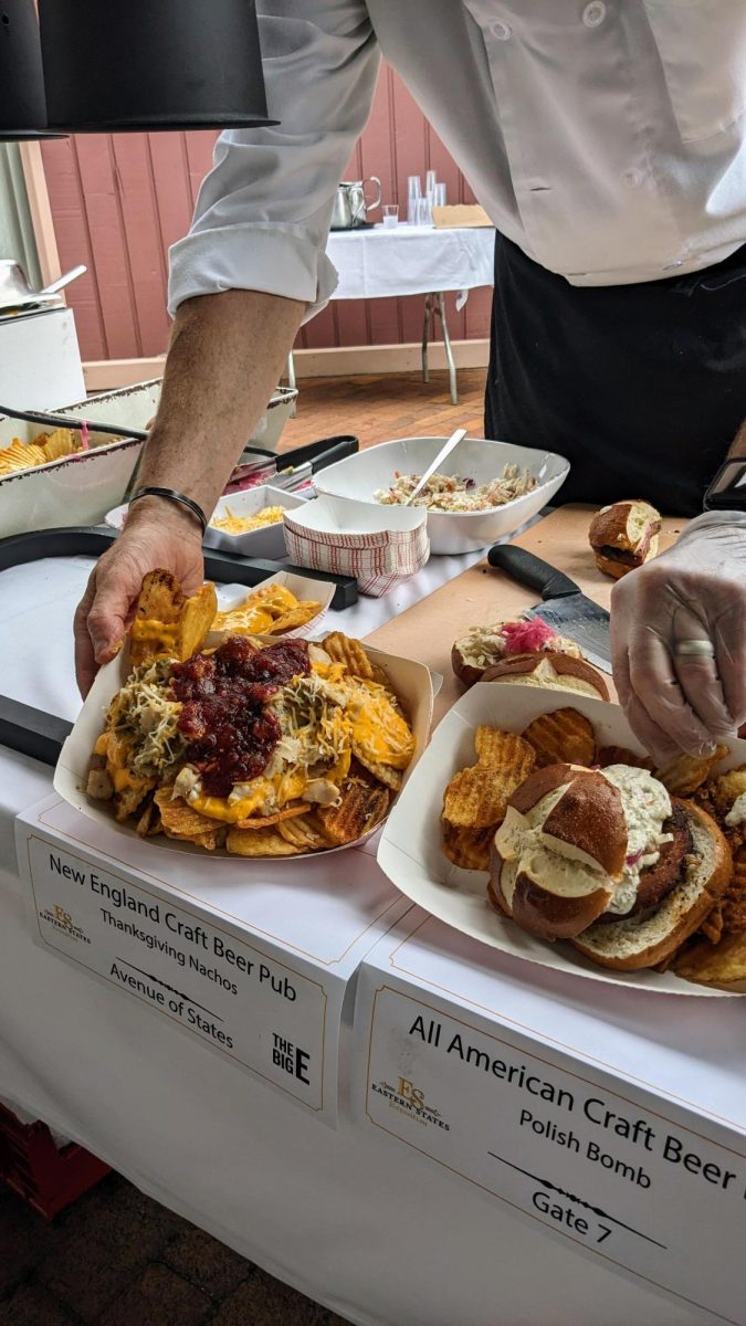 Thanksgiving nachos from New England Craft Beer Pub, above left, can be found on the Avenue of the States at The Big E