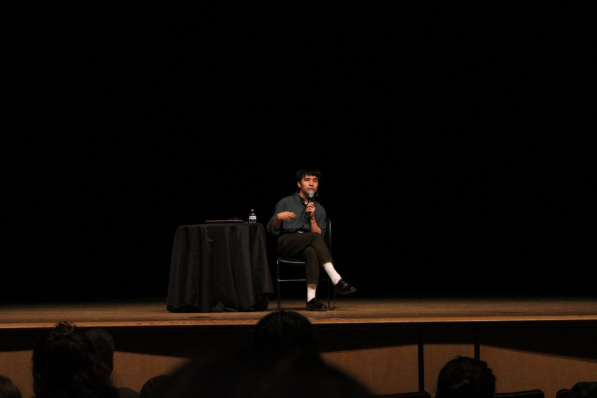 Ocean Vuong answers questions from the audience during his Oct. 24 appearance on campus.