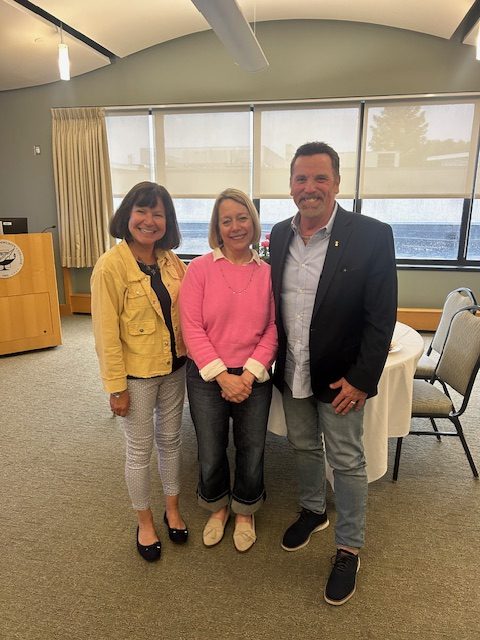 Deb Boyle, left, Mary Holland, center, and Bill Williams were celebrated by colleagues on campus May 6. Photo courtesy of Carla Adams.
