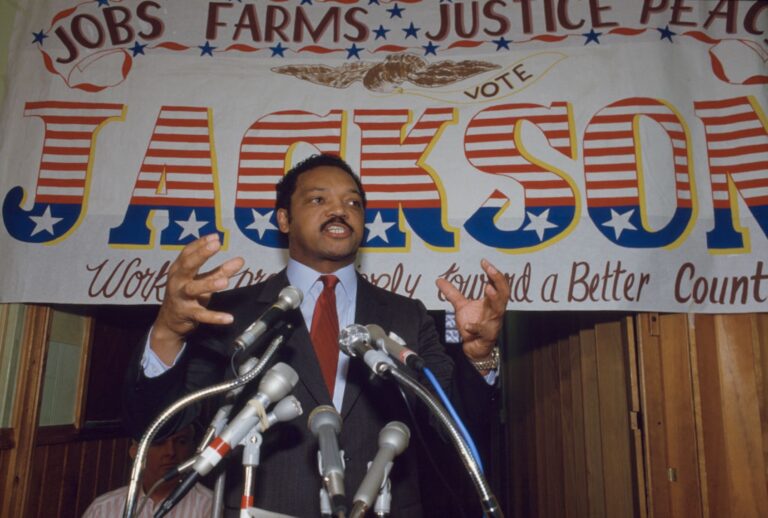 Rev. Jesse Jackson campaigned for the 1988 Democratic nomination for President. (Photo by Jean-Louis Atlan/Sygma via Getty Images)